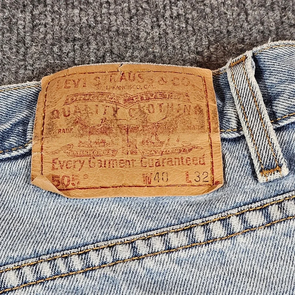 Levi's 505 Mens 38x32 (40x32 Tag) Regular Straight Light Blue Jeans Denim VTG